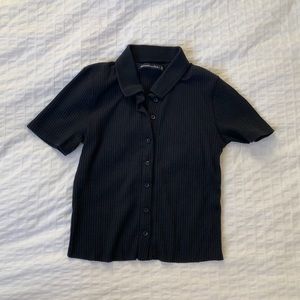 A&F Collared Button Crop Top (XS)